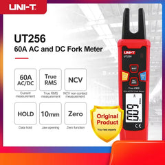 UNI-TUT256 60A AC DC Current Fork Meter UT256 True RMS Amperometric Clamp Meter Digital Ammeter NCV Test