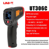 UNI-T UT306S UT306C Digital Thermometer Non Contact Household Industrial Infrared Laser Temperature Tester Meter Gun -50℃-500℃