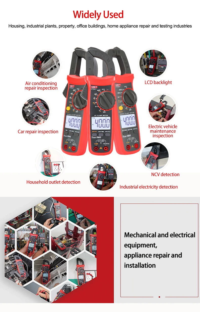 UNI-T Clamp Meter UT201 UT202 UT202A UT203 UT204 Plus Digital  Multitester