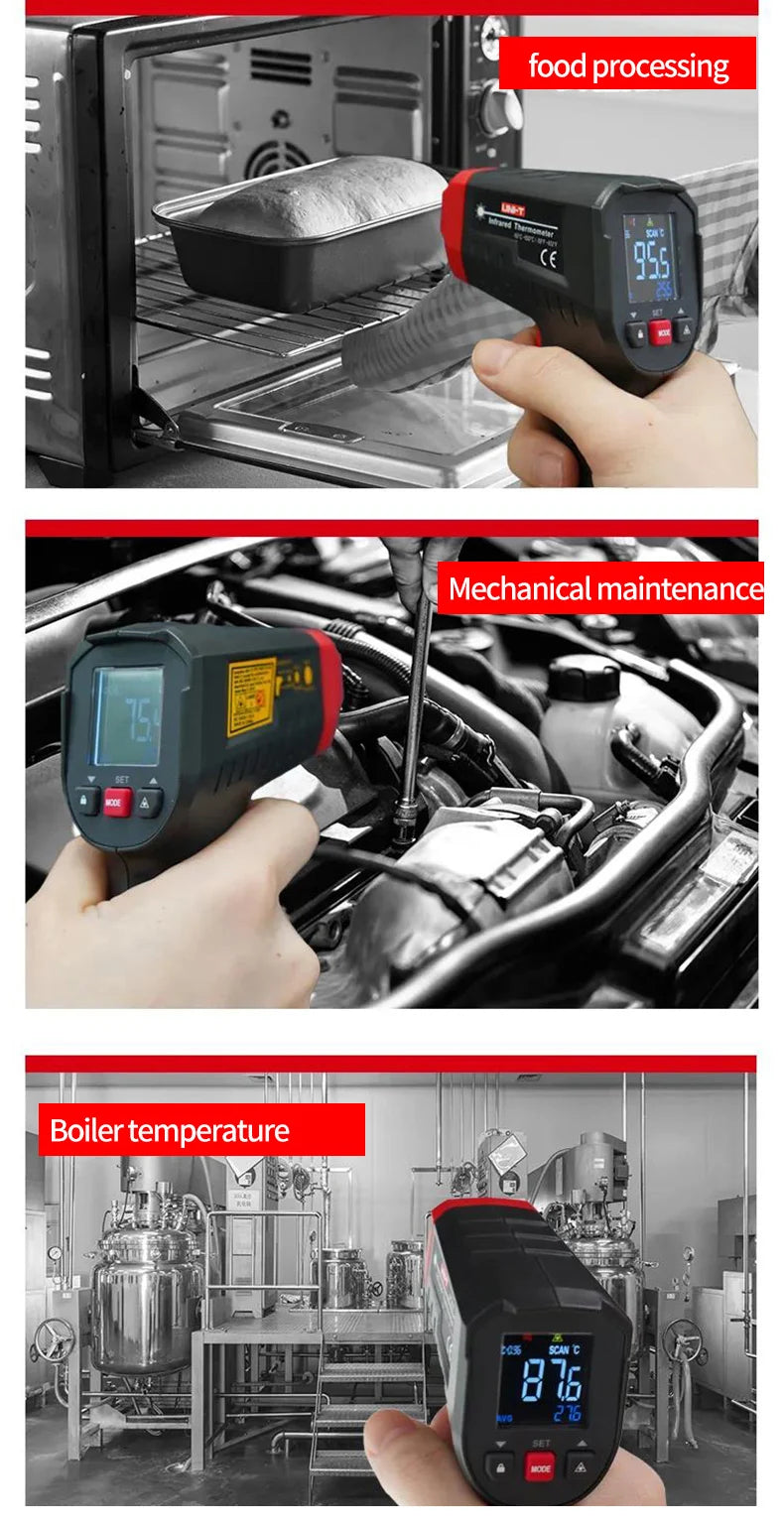 UNI-T UT306S UT306C Digital Thermometer Non Contact Household Industrial Infrared Laser Temperature Tester Meter Gun -50℃-500℃