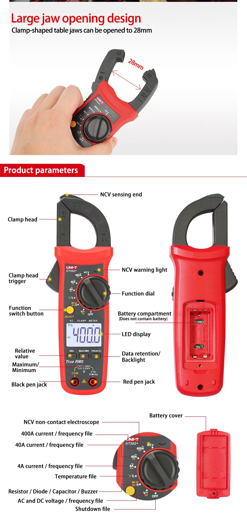 UNI-T Clamp Meter UT201 UT202 UT202A UT203 UT204 Plus Digital  Multitester