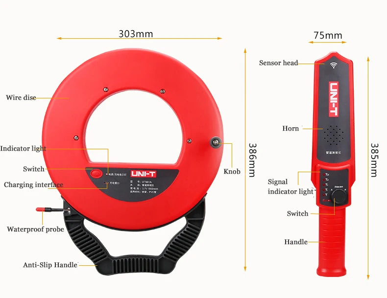 UNI-T Wall Iron Pipe Blockage Detector UT661A UT661B