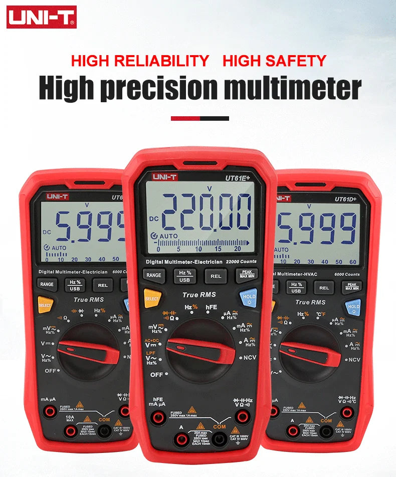 UNI T Professional Digital Multimeters UT61B+ UT61E+ UT61D