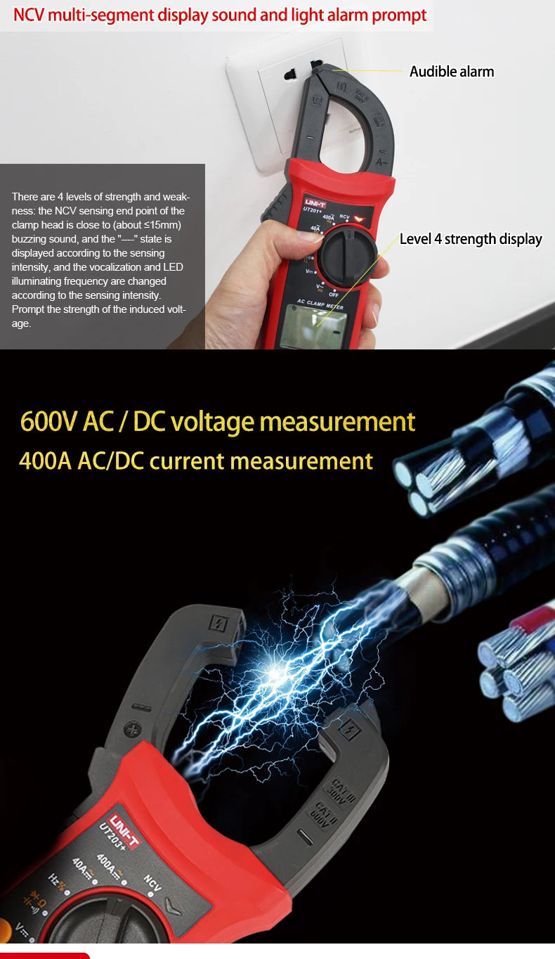 UNI-T Clamp Meter UT201 UT202 UT202A UT203 UT204 Plus Digital  Multitester