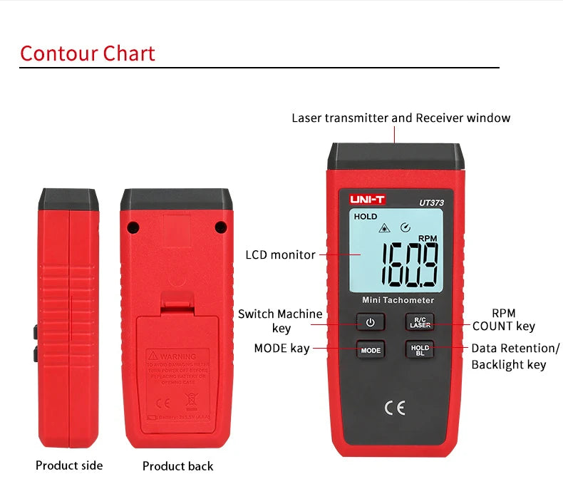 UNI-T Mini Digital Laser Tachometer UT373