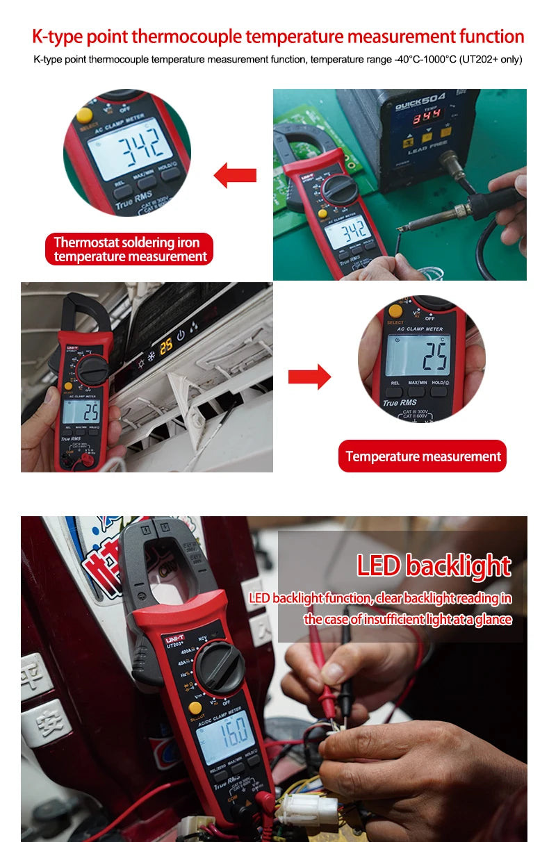 UNI-T Clamp Meter UT201 UT202 UT202A UT203 UT204 Plus Digital  Multitester