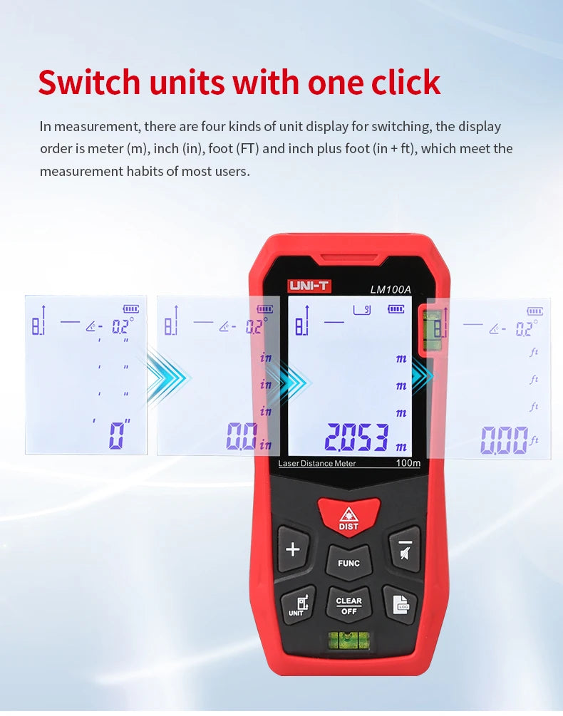 UNI-T Laser Rangefinder LM50A LM70A LM100A LM120A Laser Distance Meter Digital Range Finder Tape Measure