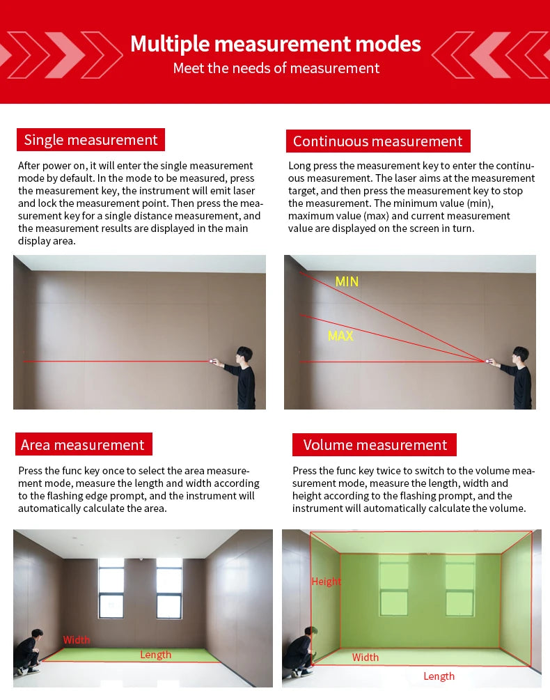 UNI-T Laser Rangefinder LM50A LM70A LM100A LM120A Laser Distance Meter Digital Range Finder Tape Measure