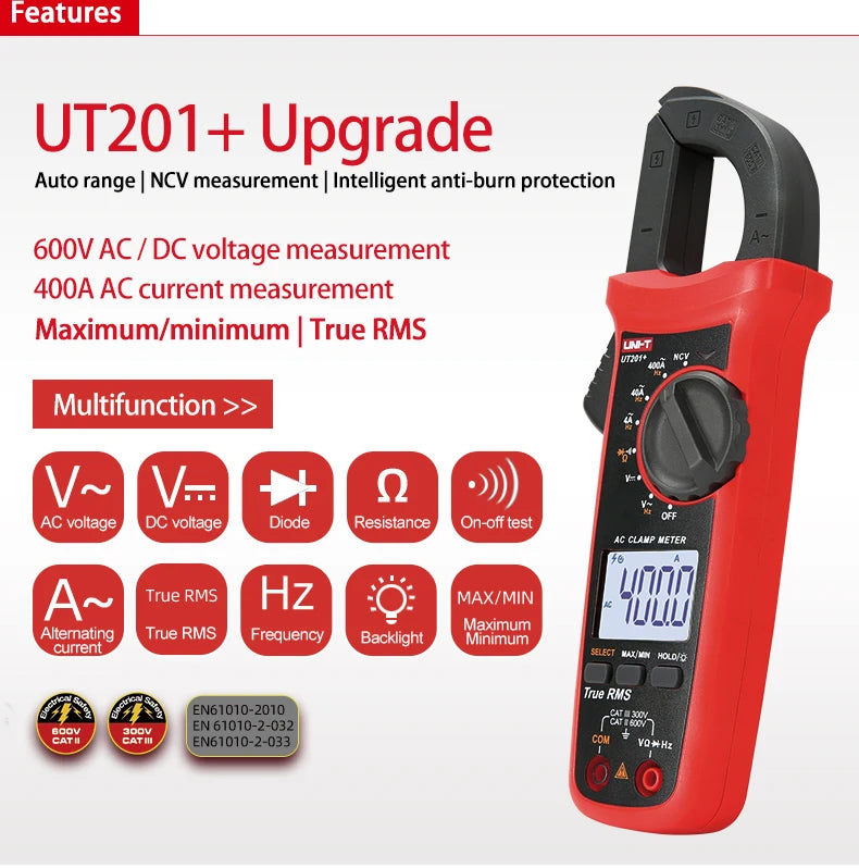 UNI-T Clamp Meter UT201 UT202 UT202A UT203 UT204 Plus Digital  Multitester