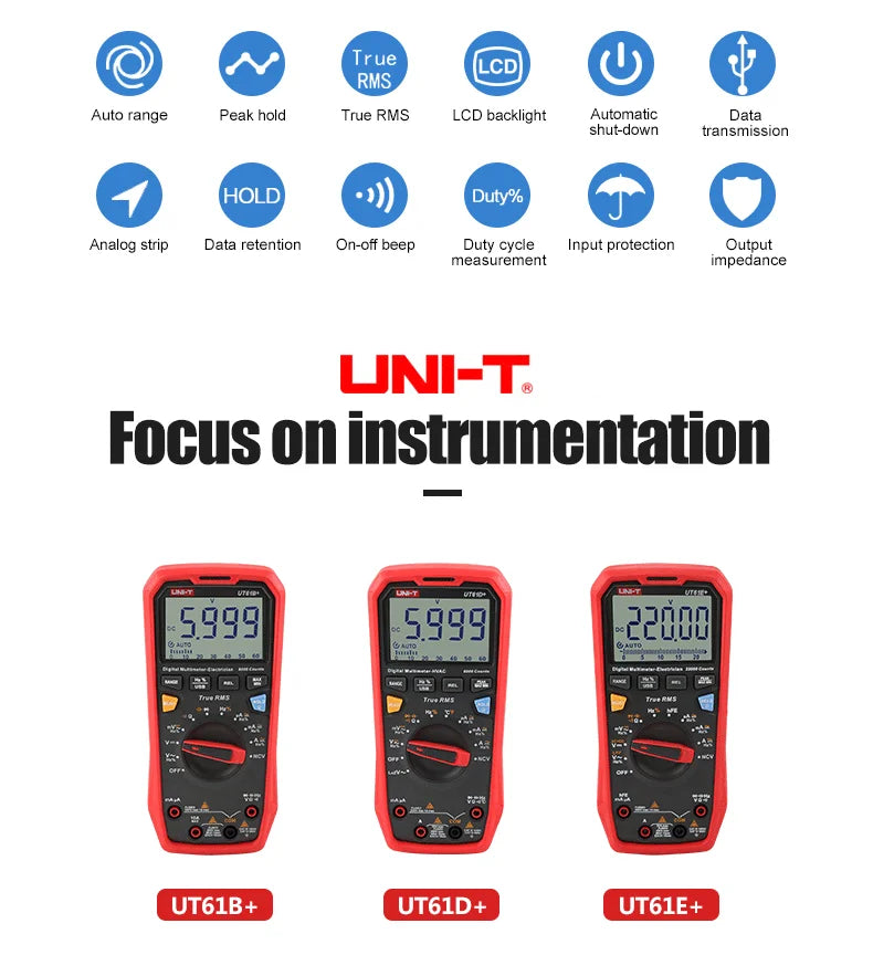 UNI T Professional Digital Multimeters UT61B+ UT61E+ UT61D