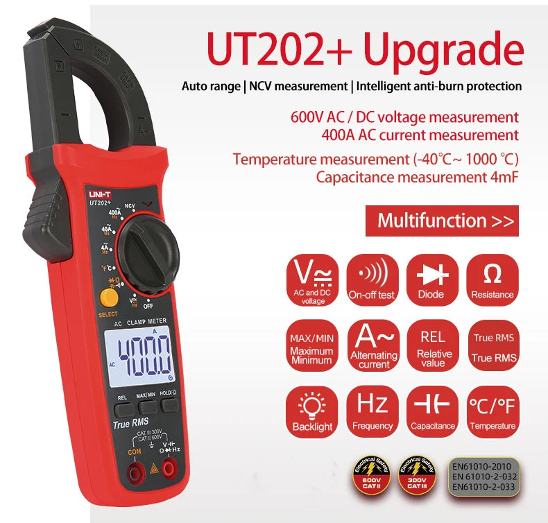UNI-T Clamp Meter UT201 UT202 UT202A UT203 UT204 Plus Digital  Multitester