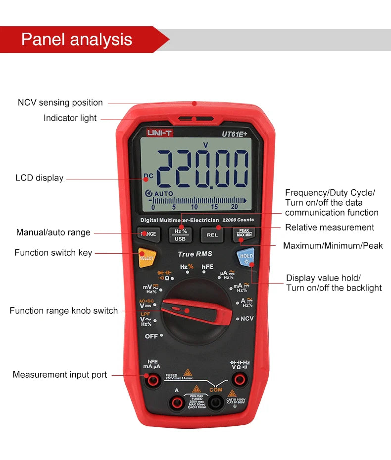 UNI T Professional Digital Multimeters UT61B+ UT61E+ UT61D