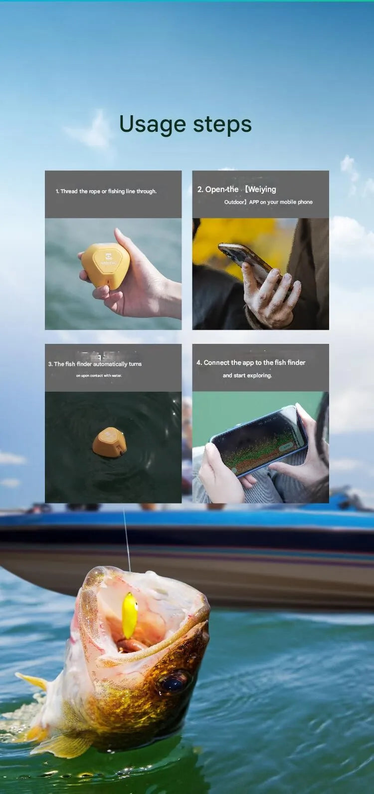 HIKMICRO Durable Wireless Sonar  Ultrasonic Fish Detector Underwater High-Definition Night Vision Fishing