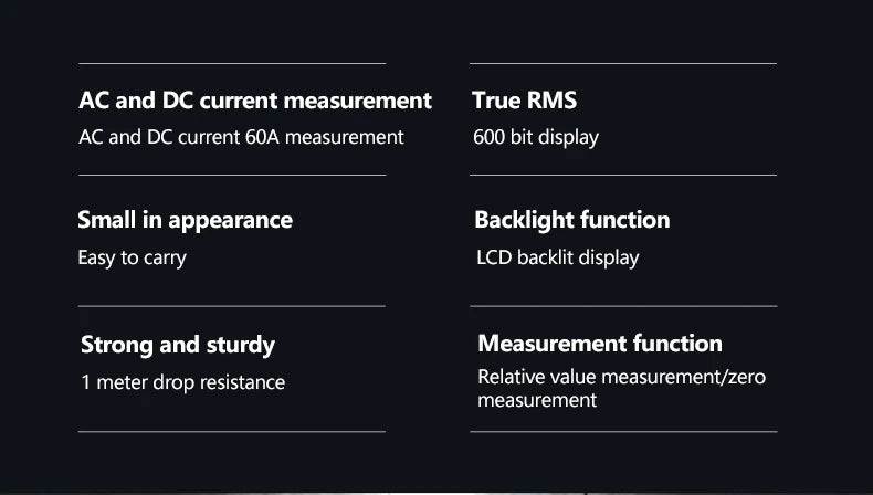 UNI-TUT256 60A AC DC Current Fork Meter UT256 True RMS Amperometric Clamp Meter Digital Ammeter NCV Test