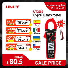 UNI-T 1000A True RMS Digital Clamp Meter 1000V AC DC Voltmeter Pliers Ammeter UT206B UT207B UT208B Inrush Current LPF ACV Test
