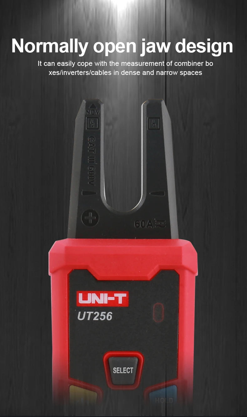 UNI-TUT256 60A AC DC Current Fork Meter UT256 True RMS Amperometric Clamp Meter Digital Ammeter NCV Test
