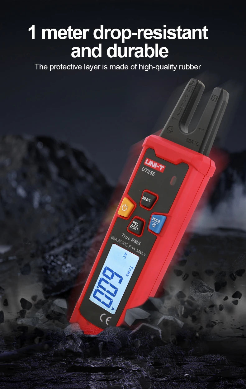UNI-TUT256 60A AC DC Current Fork Meter UT256 True RMS Amperometric Clamp Meter Digital Ammeter NCV Test