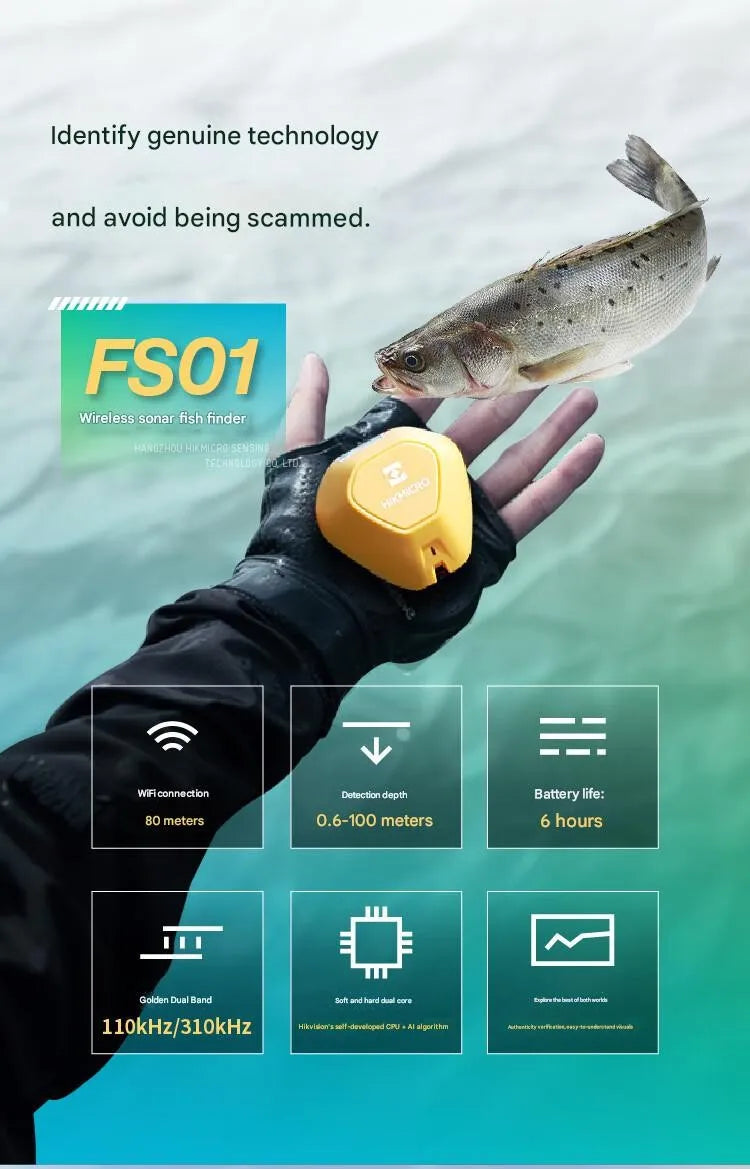 HIKMICRO Durable Wireless Sonar  Ultrasonic Fish Detector Underwater High-Definition Night Vision Fishing