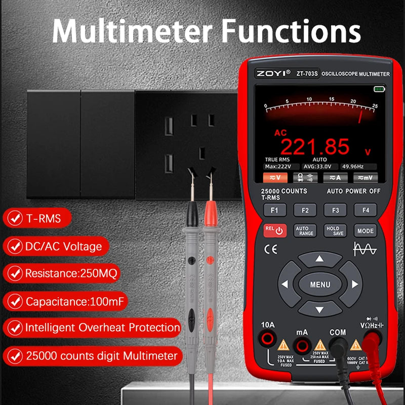 ZT-703S Dual-channel Oscilloscope Digital Multimeter 3in1
