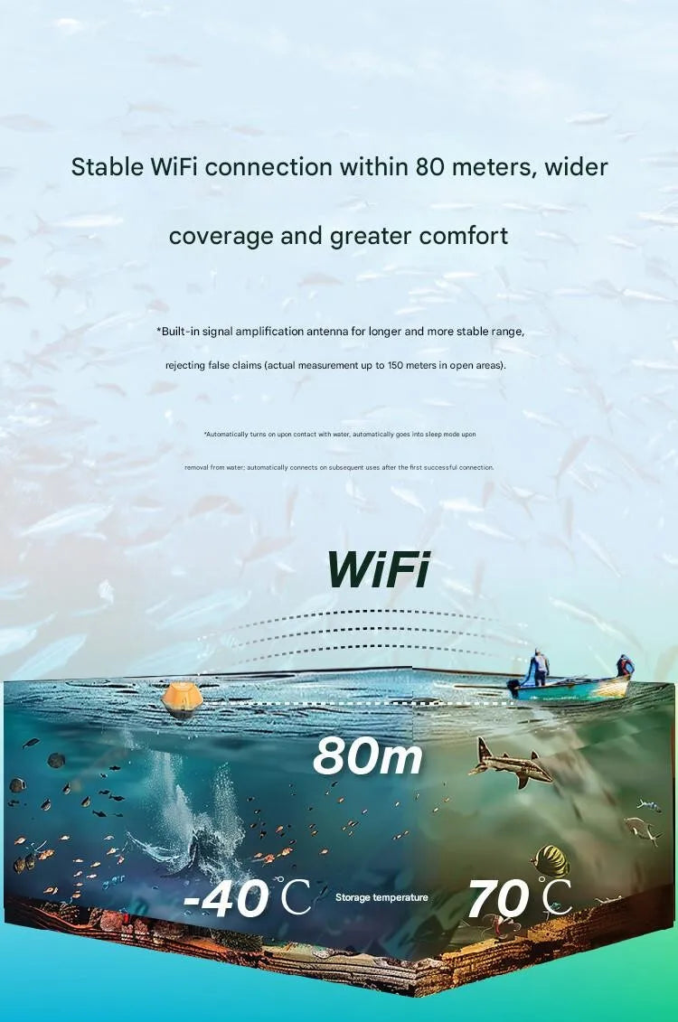 HIKMICRO Durable Wireless Sonar  Ultrasonic Fish Detector Underwater High-Definition Night Vision Fishing