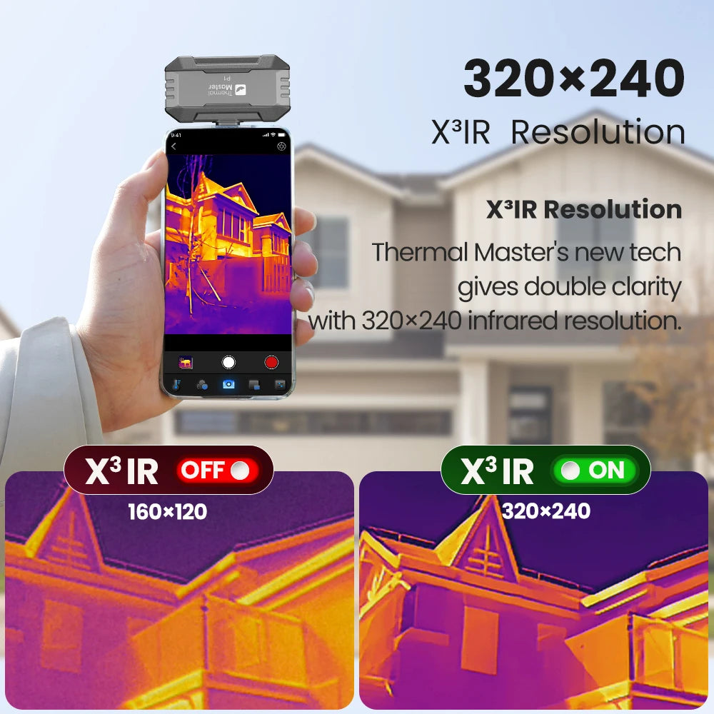 P1 thermal camera 320*240 X³IR Resolution for ios and Android Phone 600℃ High Temp Measurement Range 25Hz for Hvac Inspect