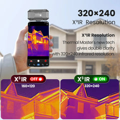 P1 thermal camera 320*240 X³IR Resolution for ios and Android Phone 600℃ High Temp Measurement Range 25Hz for Hvac Inspect