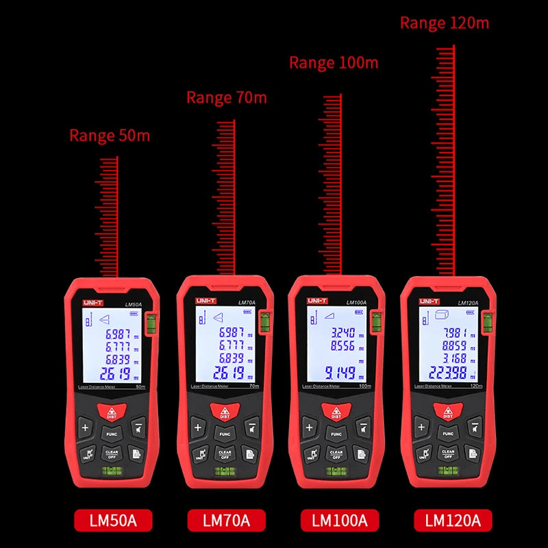 UNI-T Laser Rangefinder LM50A LM70A LM100A LM120A Laser Distance Meter Digital Range Finder Tape Measure