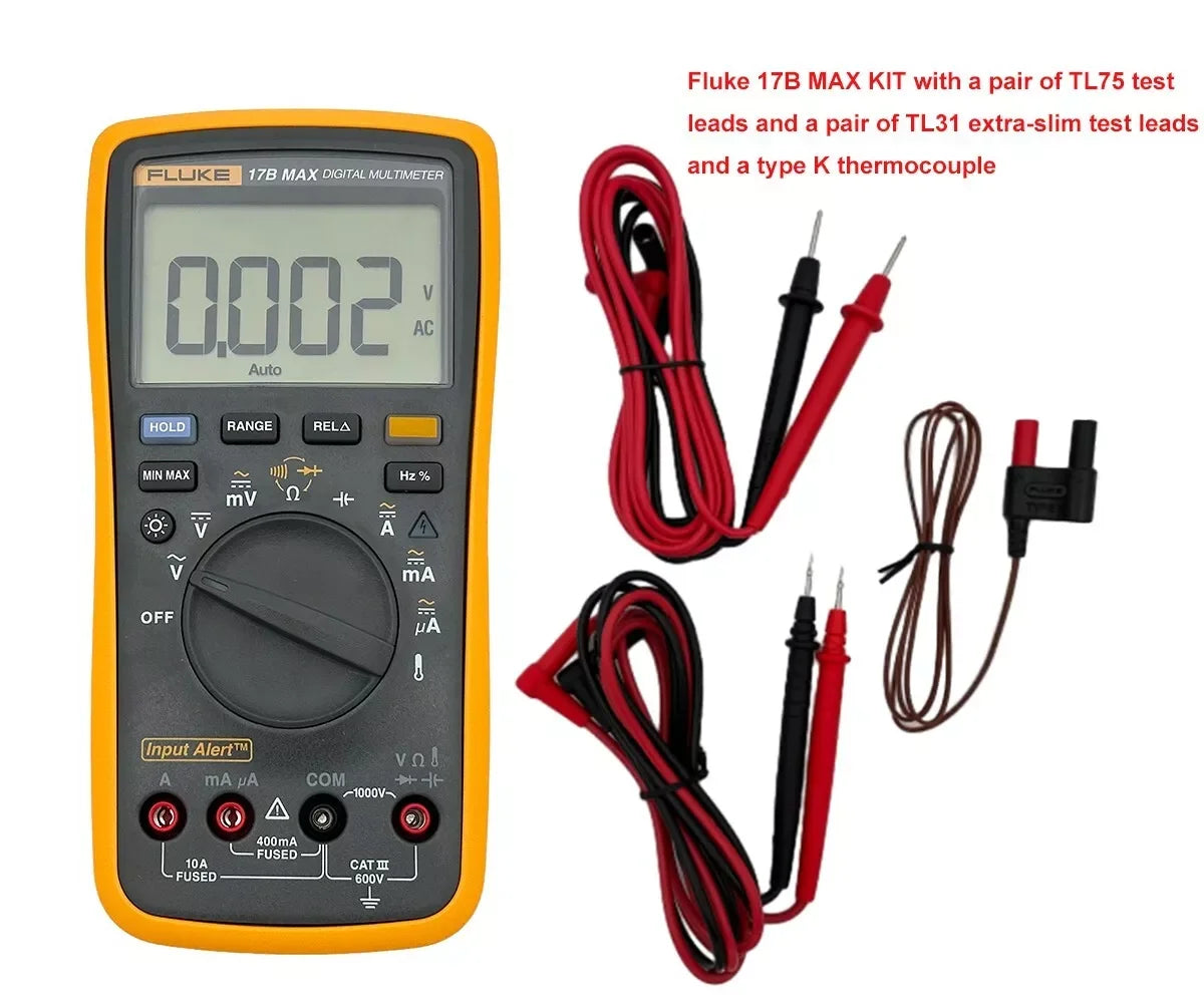 Fluke 15B/17B MAX Digital Multimeter Audible/Visual Alarm CATIII 600V AC/DC
