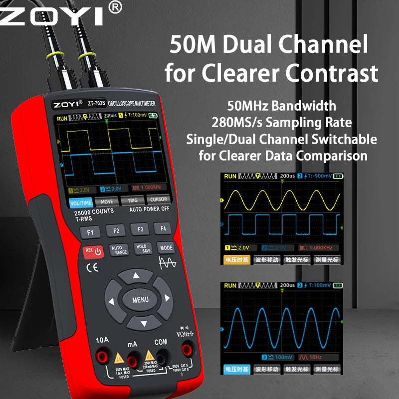 ZT-703S Dual-channel Oscilloscope Digital Multimeter 3in1