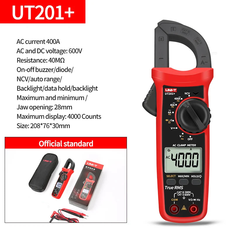 UNI-T Clamp Meter UT201 UT202 UT202A UT203 UT204 Plus Digital  Multitester