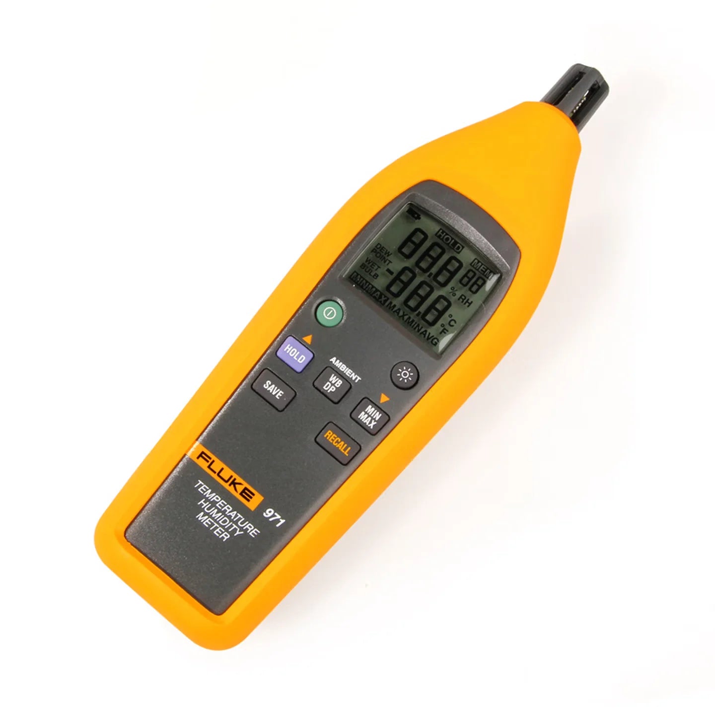 Fluke 971 Temperature Humidity Meter, Portable Psychrometer with Dew Point and Wet Bulb Measurements, Professional HVAC Tester
