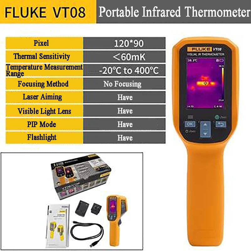 FLUKE VT06 VT08 Visual IR Thermometer Portable Infrared Thermal Imager -20C-400C Industrial Temperature Measurement