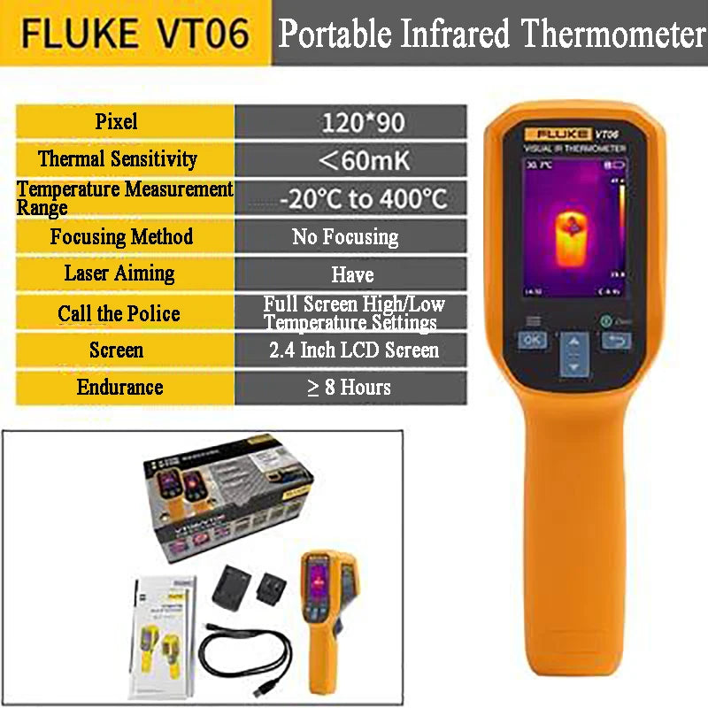 FLUKE VT06 VT08 Visual IR Thermometer Portable Infrared Thermal Imager -20C-400C Industrial Temperature Measurement