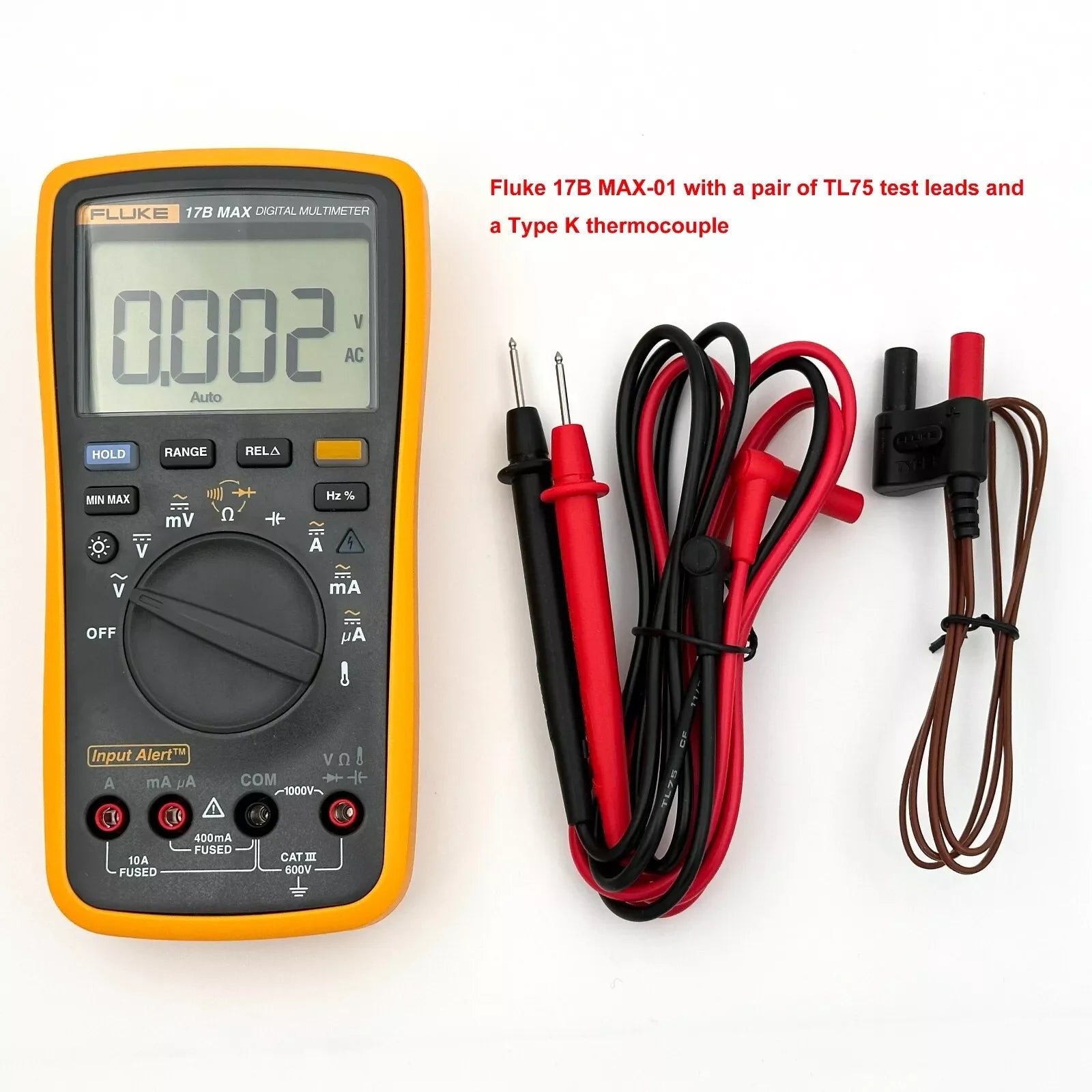 Fluke 15B/17B MAX Digital Multimeter Audible/Visual Alarm CATIII 600V AC/DC