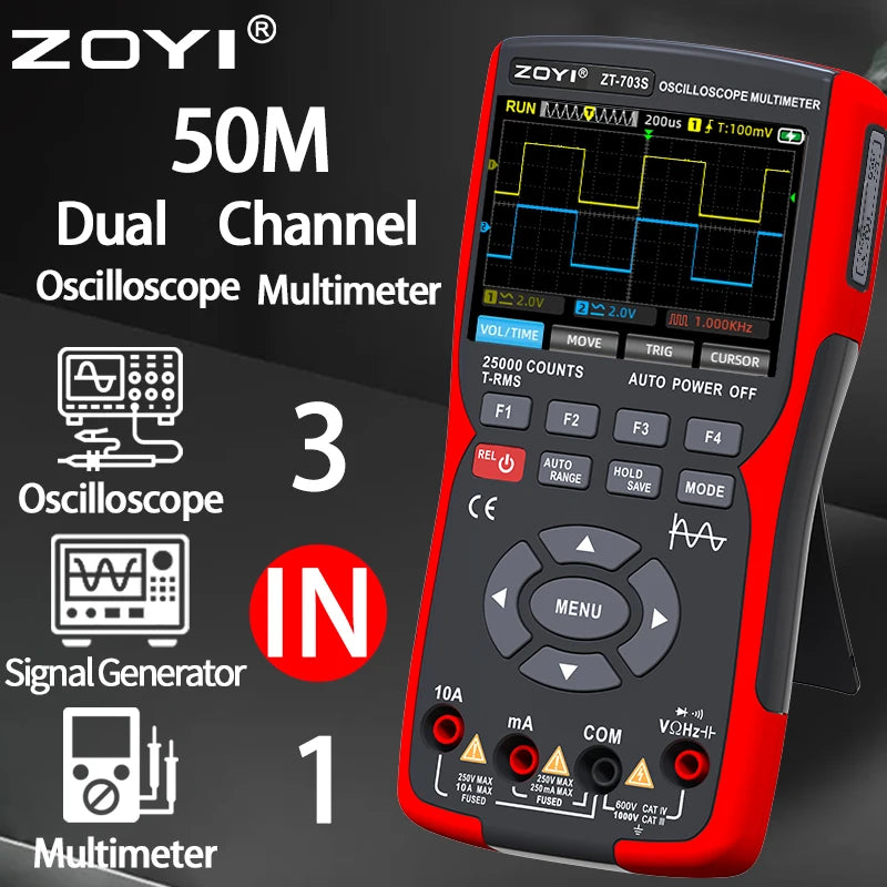 ZT-703S Dual-channel Oscilloscope Digital Multimeter 3in1