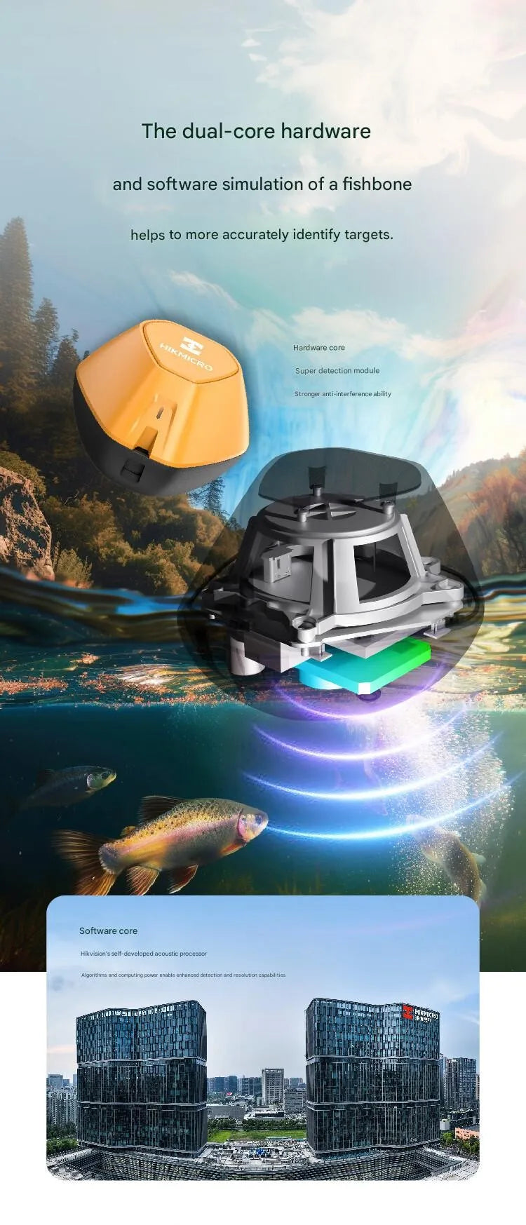 HIKMICRO Durable Wireless Sonar  Ultrasonic Fish Detector Underwater High-Definition Night Vision Fishing